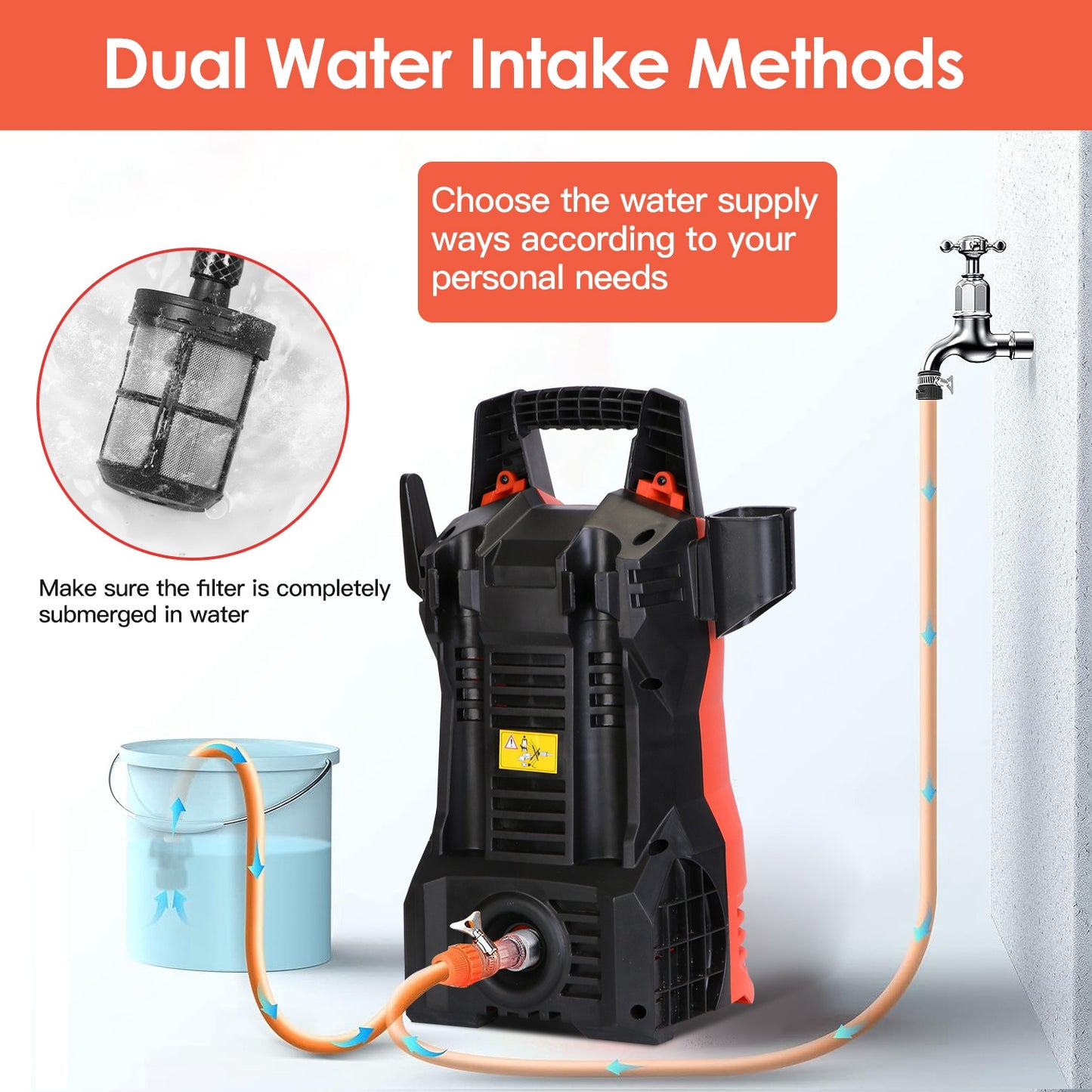 1Pc Electric High Pressure Washer 1740PSI  Powerful Car Washer Pressure Cleaner With Adjustable Spray Nozzle Soap Dispenser IPX5 Waterproof For Patio Garden Driveway